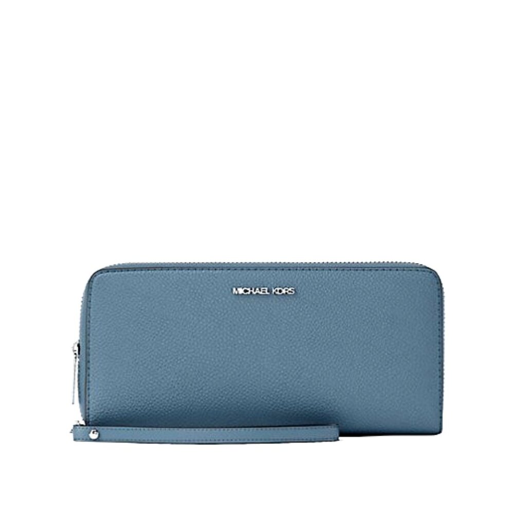 New Michael Kors Jet Set Large Travel Continental Wallet Leather Cornflower